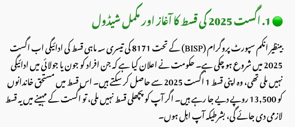 BISP 8171 August 2025 3rd Phase Payment Schedule