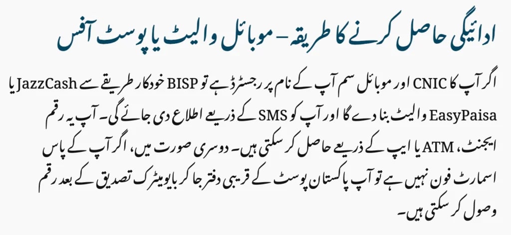 BISP August 2025 Payment Update – JazzCash and EasyPaisa Method