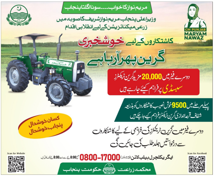 What facilities will the farmers get in the Punjab Green Tractor Scheme?