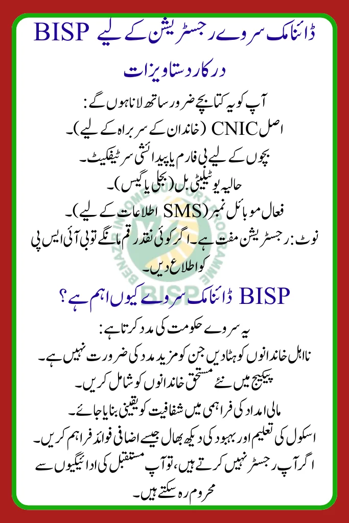 Documents Needed for BISP Dynamic Survey Registration